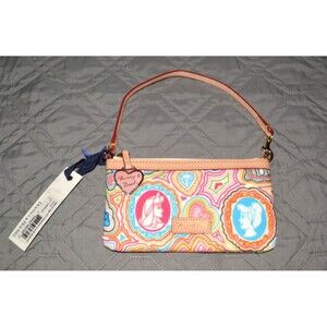 NEW Dooney & Bourke Disney Princess Slim Wristlet Multicolor Canvas Leather NWT